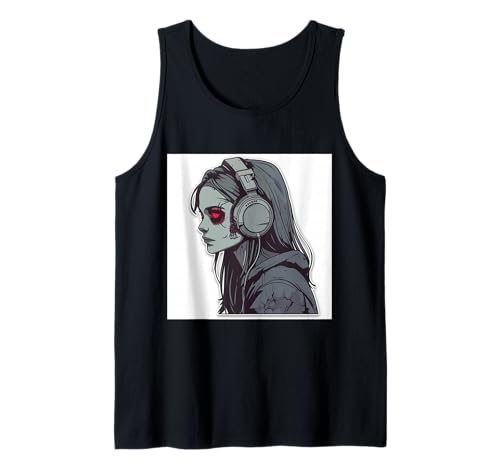 Goth Girl Zombie Emo Gothic Mädchen mit Kopfhörern Tank Top von Halloween cute theme