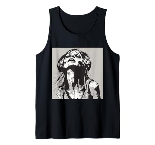 Goth Girl Zombie Emo Gothic Mädchen mit Kopfhörern Tank Top von Halloween cute theme
