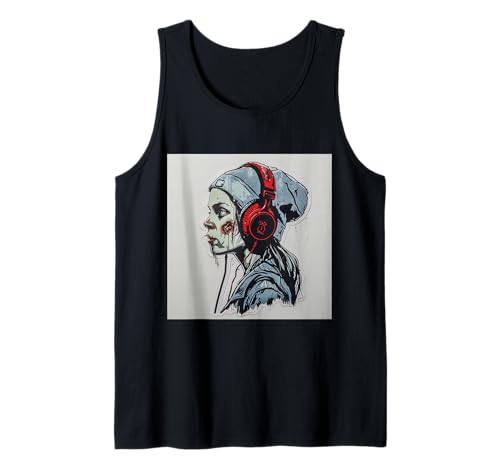 Goth Girl Zombie Emo Gothic Mädchen mit Kopfhörern Tank Top von Halloween cute theme