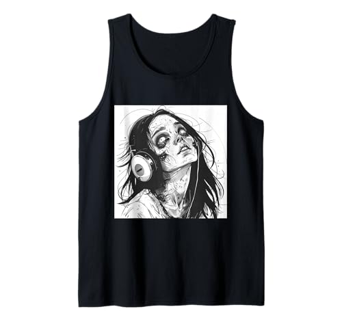 Goth Girl Zombie Emo Gothic Mädchen mit Kopfhörern Tank Top von Halloween cute theme