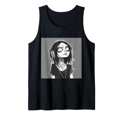 Goth Girl Zombie Emo Gothic Mädchen mit Kopfhörern Tank Top von Halloween cute theme