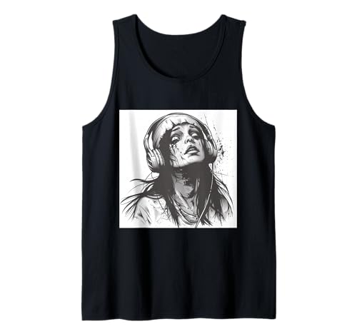 Goth Girl Zombie Emo Gothic Mädchen mit Kopfhörern Tank Top von Halloween cute theme