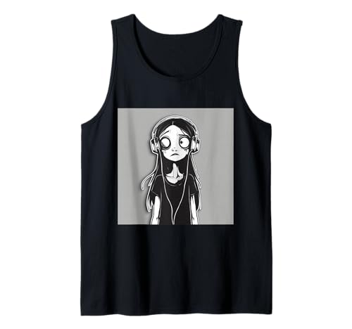 Goth Girl Zombie Emo Gothic Mädchen mit Kopfhörern Tank Top von Halloween cute theme