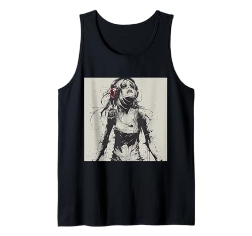 Goth Girl Zombie Emo Gothic Mädchen mit Kopfhörern Tank Top von Halloween cute theme