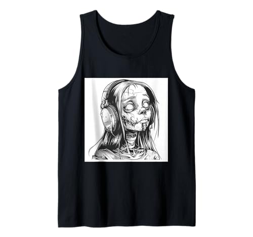 Goth Girl Zombie Emo Gothic Mädchen mit Kopfhörern Tank Top von Halloween cute theme