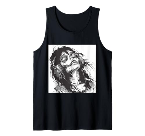 Goth Girl Zombie Emo Gothic Mädchen mit Kopfhörern Tank Top von Halloween cute theme