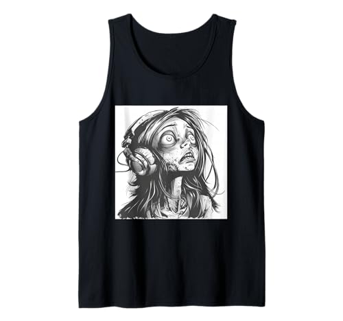 Goth Girl Zombie Emo Gothic Mädchen mit Kopfhörern Tank Top von Halloween cute theme