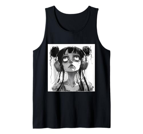 Goth Girl Zombie Emo Gothic Mädchen mit Kopfhörern Tank Top von Halloween cute theme