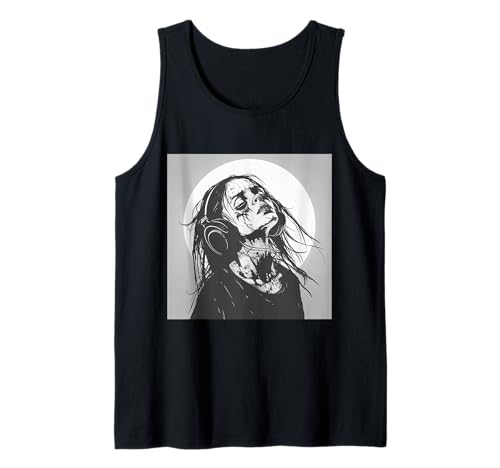 Goth Girl Zombie Emo Gothic Mädchen mit Kopfhörern Tank Top von Halloween cute theme