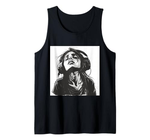 Goth Girl Zombie Emo Gothic Mädchen mit Kopfhörern Tank Top von Halloween cute theme