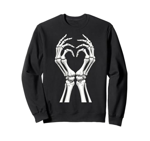 Skeletthand-Herz Retro Halloween-Kostüm Damen Mädchen Sweatshirt von Halloween für Frauen Männer Kinder Jungen Mädchen