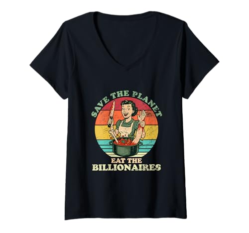 Damen Wenn wir einen Milliardär Essen, Wird Sich der Rest in T-Shirt mit V-Ausschnitt von Halloween lustig sagen T -Bekleidung
