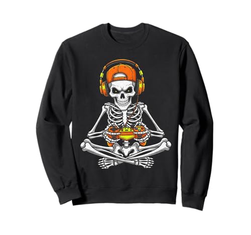 Skelett Gamer Halloween Video Gaming Jungen Männer Kinder Lustig Sweatshirt von Halloween skeleton sports tee