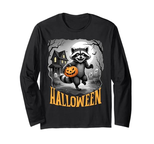 Halloween für Kinder und Erwachsene, mit einem lustigen Waschbär Langarmshirt Halloween für Kinder und Erwachsene, mit einem lustigen Waschbär Langarmshirt von Halloween & Raton Laveur