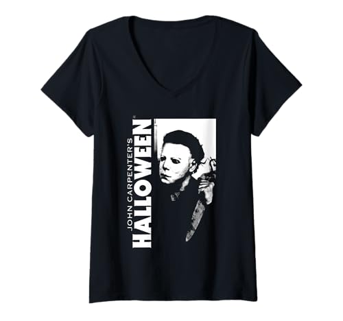 Damen Halloween Michael Myers auf der Jagd nach Laurie T-Shirt mit V-Ausschnitt von Halloween