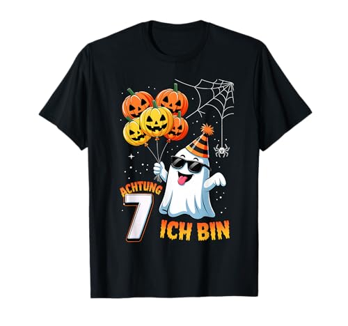 Halloween Geister 7. Geburtstag Junge Mädchen 7 Jahre Kostüm T-Shirt von Halloween