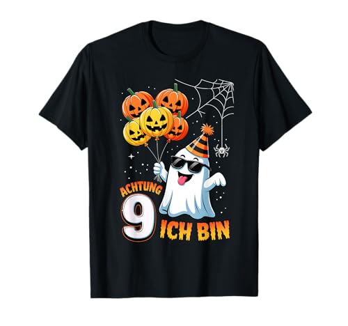 Halloween Geister 9. Geburtstag Junge Mädchen 9 Jahre Kostüm T-Shirt von Halloween