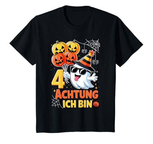 Kinder Halloween Geister 4. Geburtstag Junge Mädchen 4 Jahre Kostüm T-Shirt von Halloween