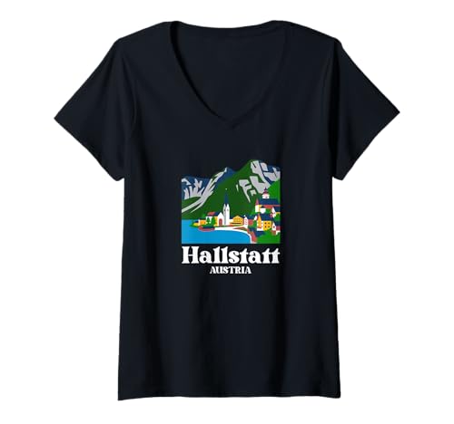 Damen Österreich Hallstatt T-Shirt mit V-Ausschnitt Damen Österreich Hallstatt T-Shirt mit V-Ausschnitt von Hallstatt Austria Souvenirs
