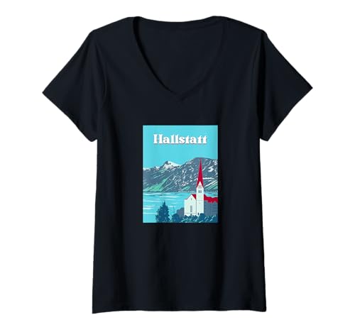 Damen Österreich Hallstatt T-Shirt mit V-Ausschnitt Damen Österreich Hallstatt T-Shirt mit V-Ausschnitt von Hallstatt Austria Souvenirs