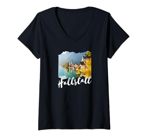 Damen Österreich Hallstatt T-Shirt mit V-Ausschnitt Damen Österreich Hallstatt T-Shirt mit V-Ausschnitt von Hallstatt Austria Souvenirs