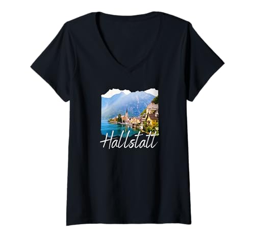 Damen Österreich Hallstatt T-Shirt mit V-Ausschnitt Damen Österreich Hallstatt T-Shirt mit V-Ausschnitt von Hallstatt Austria Souvenirs