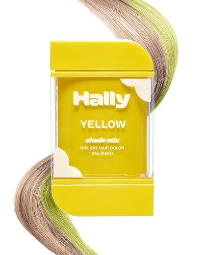 Hally Hair Temporäre Haarfärbemittel Stix (Gelb), 12 ml, waschbar, für Kinder, Jugendliche und Erwachsene, ein Farbdruck für Festivals, Sportveranstaltungen und Partys von Hally Hair