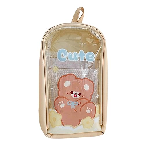 Haloppe Bleistifttasche Einzigartige Breite Anwendung Kawaii Klar Jungen Mädchen Schreibwaren Fall, beige, M von Haloppe