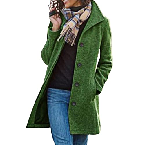 Haloppe Damen Wintermantel Chic Thermoknöpfe Winter Mantel Grün S von Haloppe