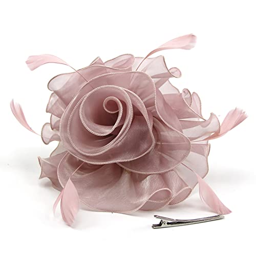 Haloppe Fascinator Hut Einfache Anti-Fall Einfarbig Party Kopfbedeckung, Nackt Rosa, Zifferblatt-Stil von Haloppe