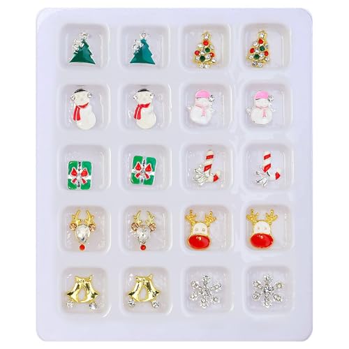 Haloppe Frauen Nail Art 20pcs Weihnachtsdekoration Niedliche Schneemann Rentier Socken Handschuhe Hut Glocke Weihnachtsbaum Charms 3d Ornamente für DIY Maniküre Zubehör M von Haloppe