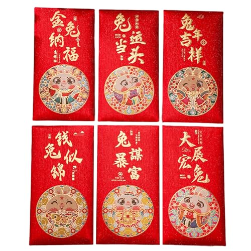 Haloppe Lucky Money Bags Chinese Style Gift Giving Fine Texture 2023 Chinese Spring Festival Hongbao Money Bags Compatible with Kids, rot, L von Haloppe