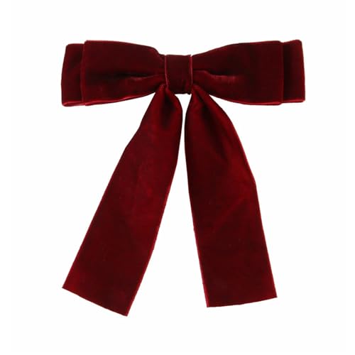 Haloppe Samt-Haarschmuck mit Schleife, süß, elegant, einfarbig, für Damen, Teenager, Mädchen, Schwarz/Rot, Entenschnabelklemme, Hellrot von Haloppe