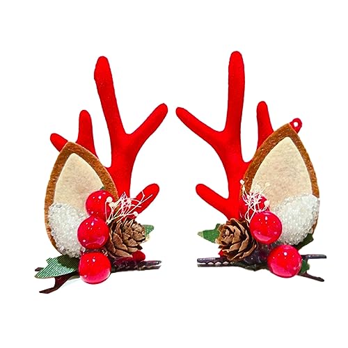 Haloppe Urlaub Haarschmuck Weihnachten Clips Geweih Form Kirsche Gabel Tannenzapfen Dekor Festlich für Mädchen Erwachsene Neujahr Party Pho Wassermelone Rot von Haloppe