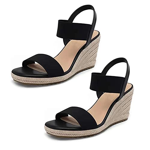 Haloppe Wanderschuhe 1 Paar Stilvolle schön aussehende lässige All-Matching-Keilsandalen Schwarz 42 von Haloppe