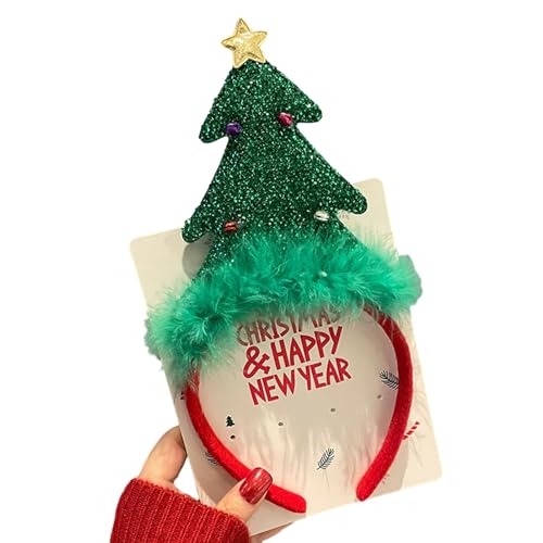 Haloppe Weihnachtsaccessoire Stirnband Anlter Glänzend Pailletten Ohr Bogen Weihnachtsmann Dekor Elastische Frühling Anti-Rutsch Regular Fit Schmales Band New Ye M von Haloppe