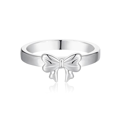 Halora Bow Ring for Women Girl, Silver Bow Rings Jewelry Schleifen Ringe (60mm, silver) von Halora