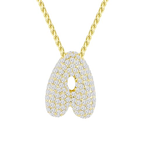 Halora Bubble Letter Necklace Gold, Kette Mit Halskette Buchstaben A Anhänger Gold Bubble Initial Necklace Damen von Halora