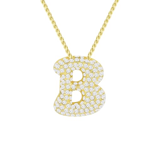 Halora Bubble Letter Necklace Gold Balloon Initial B Necklace Kette Mit Buchstaben Anhänger Halskette Damen Buchstabenkette von Halora