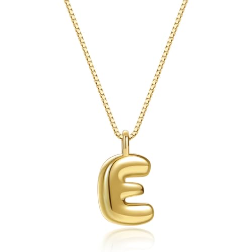 Halora Bubble Letter Necklace Gold Balloon Initial E Necklace Kette Mit Buchstaben Halskette Anhänger Buchstabenkette Damen von Halora