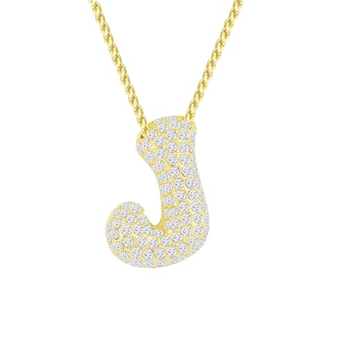 Halora Bubble Letter Necklace Gold Balloon Initial J Necklace Kette Mit Buchstaben Anhänger Halskette Damen Buchstabenkette von Halora