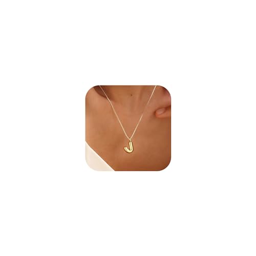 Halora Bubble Letter Necklace Gold Balloon Initial J Necklace Kette Mit Buchstaben Halskette Anhänger Buchstabenkette Damen von Halora