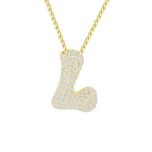 Halora Bubble Letter Necklace Gold Balloon Initial L Necklace Kette Mit Buchstaben Anhänger Halskette Damen Buchstabenkette von Halora