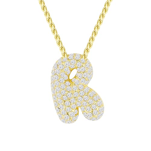 Halora Bubble Letter Necklace Gold Kette Mit Halskette Buchstaben R Anhänger Gold Bubble Initial Necklace Damen von Halora