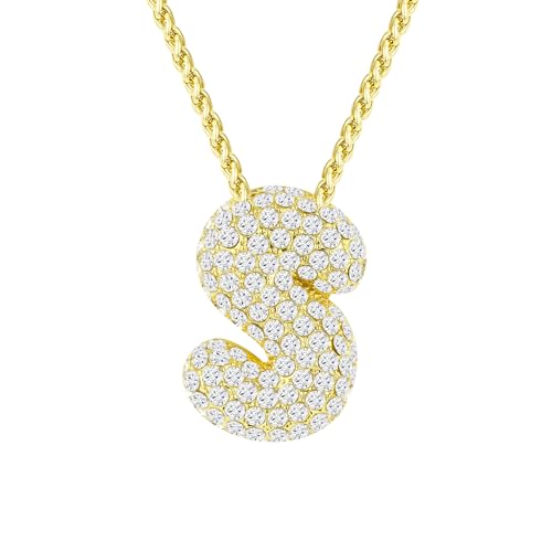 Halora Bubble Letter Necklace Gold Kette Mit Halskette Buchstaben S Anhänger Gold Bubble Initial Necklace Damen von Halora