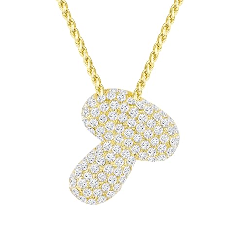 Halora Bubble Letter Necklace Gold Kette Mit Halskette Buchstaben T Anhänger Gold Bubble Initial Necklace Damen von Halora