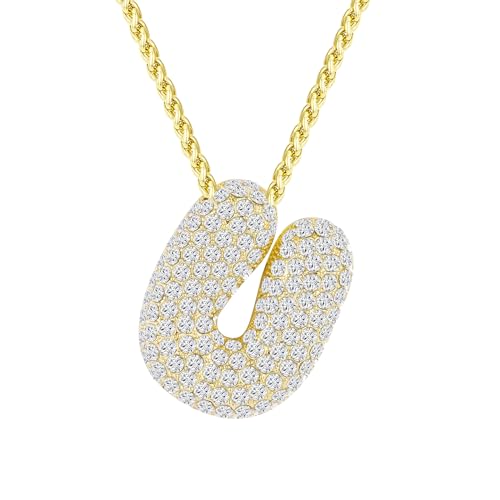 Halora Bubble Letter Necklace Gold Kette Mit Halskette Buchstaben U Anhänger Gold Bubble Initial Necklace Damen von Halora