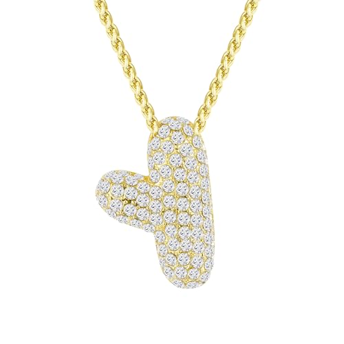 Halora Bubble Letter Necklace Gold Kette Mit Halskette Buchstaben Y Anhänger Gold Bubble Initial Necklace Damen von Halora