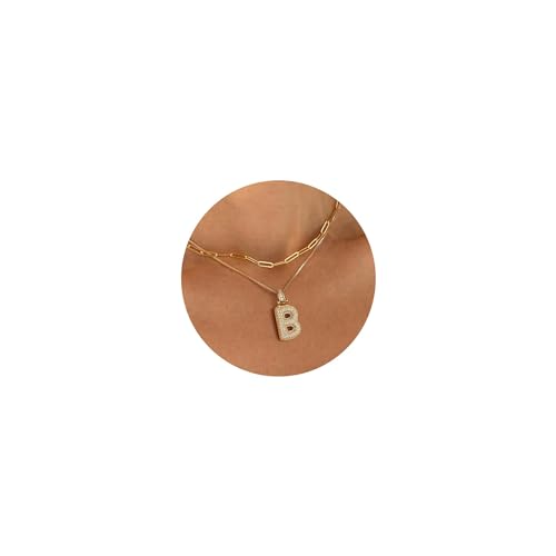 Halora Bubble Letter Necklace Gold Layering Balloon Initial B Necklace Goldene Kette Mit Buchstaben Halskette Anhänger Buchstabenkette Damen von Halora