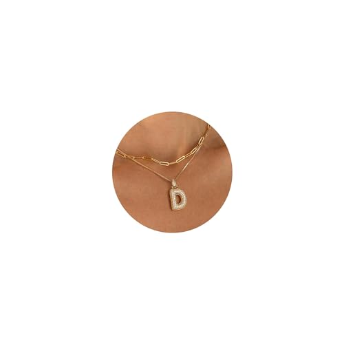 Halora Bubble Letter Necklace Gold Layering Balloon Initial D Necklace Goldene Kette Mit Buchstaben Halskette Anhänger Buchstabenkette Damen von Halora